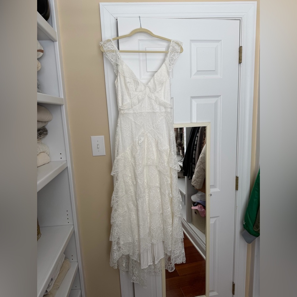 Sau Lee Henrietta white lace maxi dress